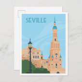 セビリアスペインアートヴィンテージトラベルイラストレーション ポストカード (正面/裏面)
