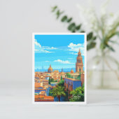 セビリアスペインアートヴィンテージトラベルイラストレーション ポストカード (スタンド正面)