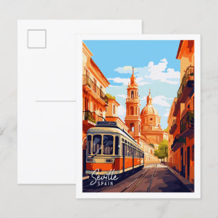 セビリアスペインヴィンテージ旅行イラストレーション ポストカード