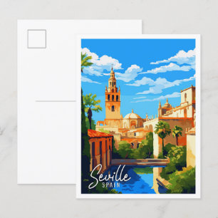 セビリアスペインヴィンテージ旅行イラストレーション ポストカード