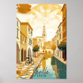 セビリアスペインヴィンテージ旅行プレイスイラストレーション ポスター (正面)