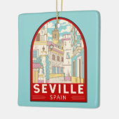 セビリアスペイン旅行レトロエンブレム セラミックオーナメント (左)