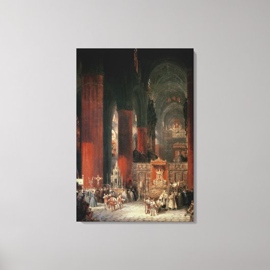 セビリア大聖堂の行列1833 (油オンcanv) キャンバスプリント (正面)