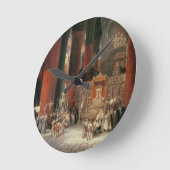 セビリア大聖堂の行列1833 (油オンcanv) ラウンド壁時計 (傾斜)