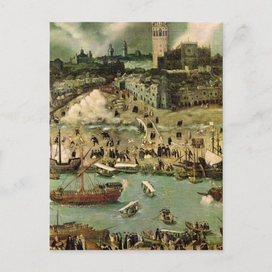 セビリア港， c.1590 ポストカード (正面)