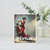 セビリア赤のフラメンコダンサー ポストカード (スタンド正面)
