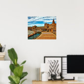 セビリア・エスパーナ広場。スペイン ポスター (ホームオフィス)