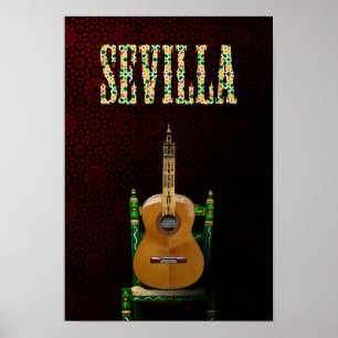 セビリア。ギタラフラメンカのGiralda de Sevilla。 ポスター