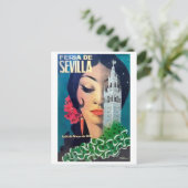 セビリア,シティタワーと黒髪の女性,ヴィンテージ ポストカード (スタンド正面)