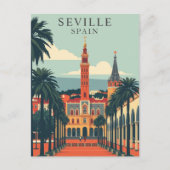 セビリア，スペイン大聖堂ヴィンテージ旅行アート ポストカード (正面)