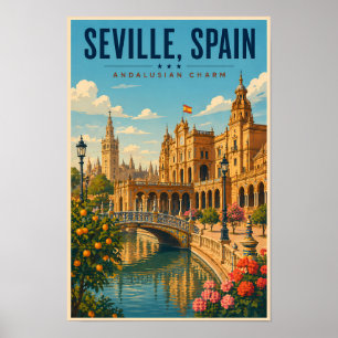 セビリア スペイン イラスト 旅行 アート ヴィンテージ ポスター