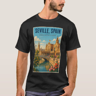 セビリア スペイン イラスト 旅行 アート ヴィンテージ Tシャツ