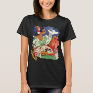セビリア スペイン フラメンコ ダンサー 赤 トラベル Tシャツ