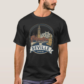 セビリア、スペイン:ヴィンテージランドマークのスカイラインTシャツ Tシャツ