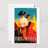 セビリア,スペイン,馬のカップル,ヴィンテージ旅行 ポストカード (正面/裏面)