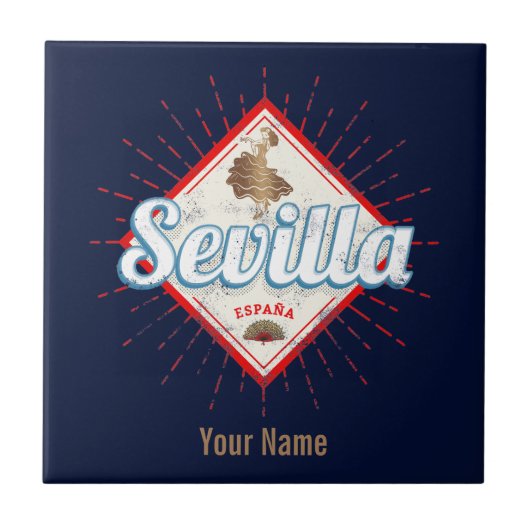 セビルアンダルシアスペインレトロフラメンコヴィンテージ タイル (正面)