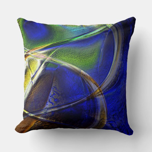 セピアから緑と青の外皮までの曲線ストローク クッション (正面)