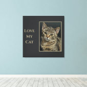 セピアが私の猫を写真好き キャンバスプリント (インサイチュ (ウッドフロア))