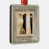 セピアたった今結婚しました1stクリスマスカスタム年 メタルオーナメント (右)