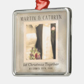 セピアたった今結婚しました1stクリスマスカスタム年 メタルオーナメント (左)