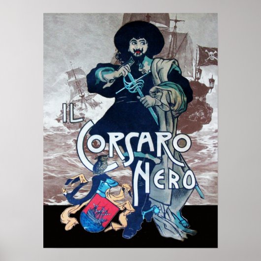 セピアでの黒人軍艦/海賊船戦 ポスター (正面)