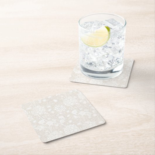 セピアのウィリアム・モリス花柄 スクエアペーパーコースター (インサイチュ)