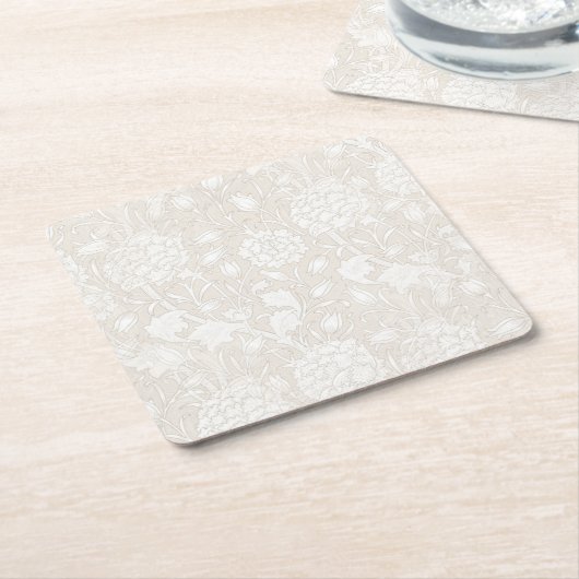 セピアのウィリアム・モリス花柄 スクエアペーパーコースター (アングル)