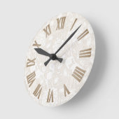 セピアのウィリアム・モリス花柄 ラウンド壁時計 (傾斜)