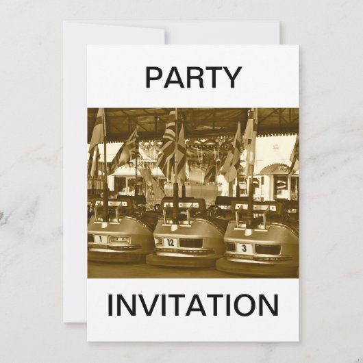 セピアのドッジムカー パーティ招待状 招待状 (正面)
