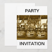 セピアのドッジムカー パーティ招待状 招待状 (正面/裏面)