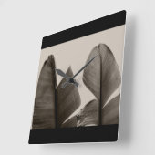 セピアのバナ葉ナツリー スクエア壁時計 (傾斜)