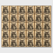 セピアのビンテージ ネコ aviator サングラス, ラッピングペーパー (フラット)