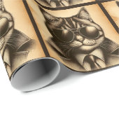 セピアのビンテージ ネコ aviator サングラス, ラッピングペーパー (ロールコーナー)