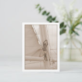 セピアのリギング葉書の船員 ポストカード (スタンド正面)