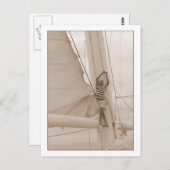 セピアのリギング葉書の船員 ポストカード (正面/裏面)