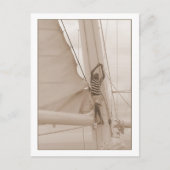 セピアのリギング葉書の船員 ポストカード (正面)