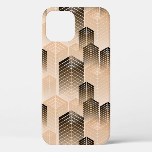 セピアの様式化された都市風景のシームレスパターン Case-Mate iPhoneケース (裏面)