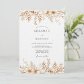 セピアの秋の植物モチーフの結婚式 招待状 (スタンド正面)