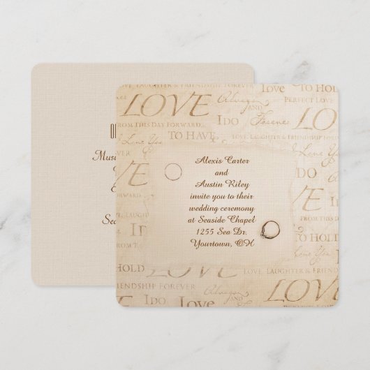 セピアの結婚式招待状 招待状 (正面/裏面)