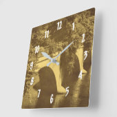 セピアの花の橋 スクエア壁時計 (傾斜)