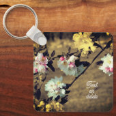 セピアの花パーソナライズされた キーホルダー (正面)