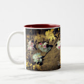 セピアの花パーソナライズされた ツートーンマグカップ (左)