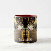 セピアの花パーソナライズされた ツートーンマグカップ (中央)