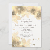 セピアの花 フローラル 秋のウェディング リハーサル ディナー 招待状 (正面)