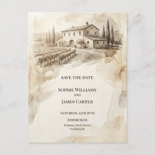 セピアの高原エステートのSave The Date ポストカード (正面)