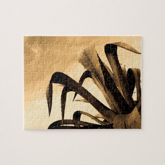 セピアアロエサボテン植物 ジグソーパズル (横)