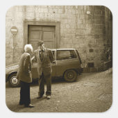 セピアイタリアンスクエアステッカーの通りシーン スクエアシール (正面)