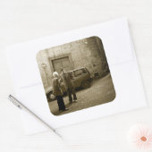 セピアイタリアンスクエアステッカーの通りシーン スクエアシール (封筒)