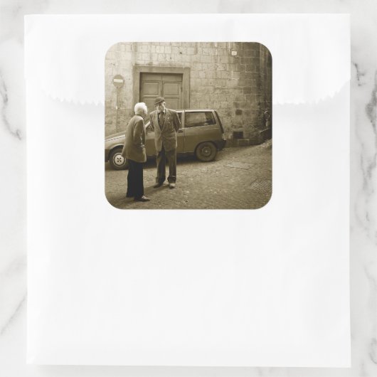 セピアイタリアンスクエアステッカーの通りシーン スクエアシール (バッグ)