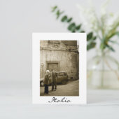 セピアイタリアンハガキの通りシーン縁ど ポストカード (スタンド正面)